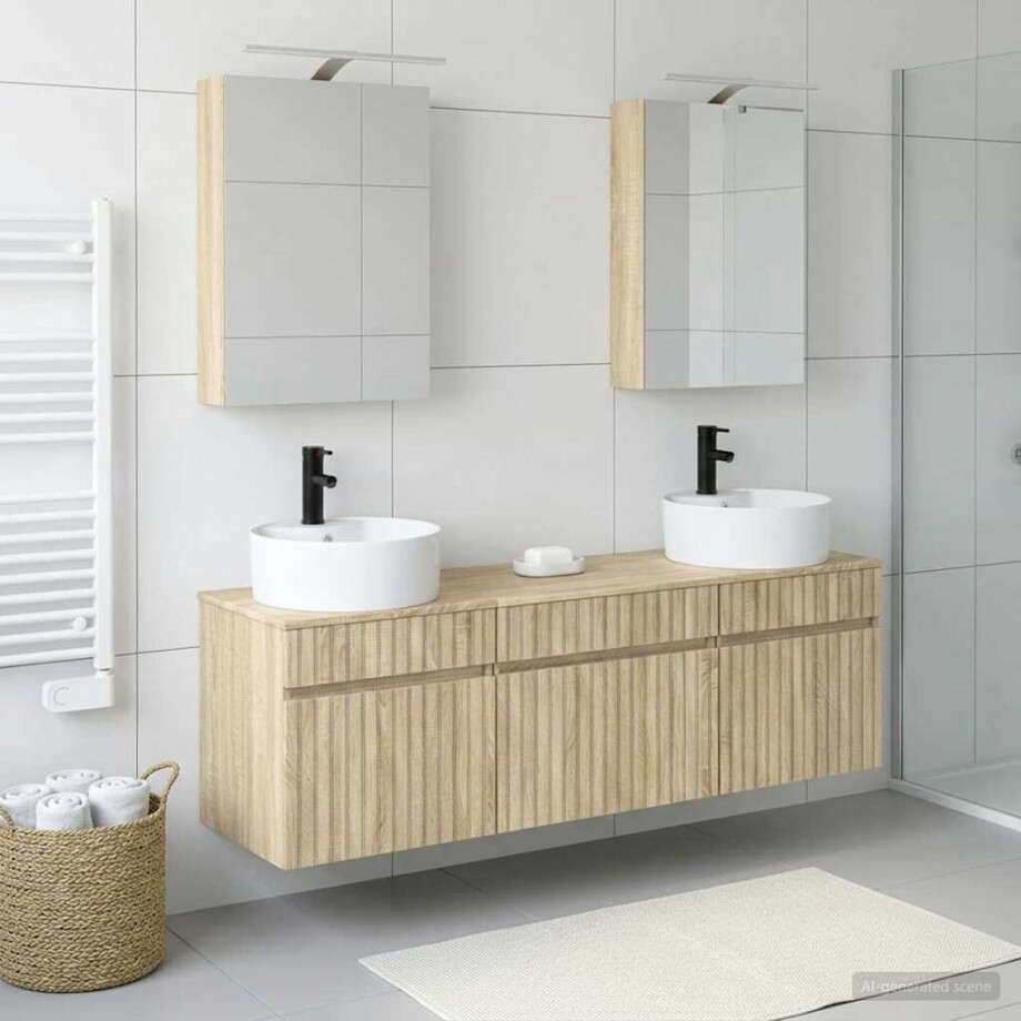 vidaXL Badkamerkastenset 5 st Sonoma Eiken Bewerkt hout vidaXL Badkamerkastenset 5 st Sonoma Eiken Bewerkt hout afbeelding 1