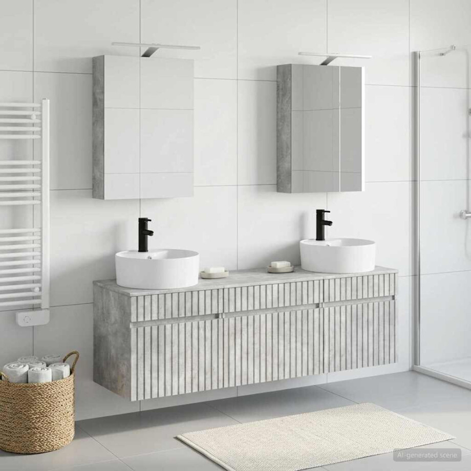 vidaXL Badkamerkastenset 5 st Betongrijs Bewerkt hout vidaXL Badkamerkastenset 5 st Betongrijs Bewerkt hout afbeelding 1