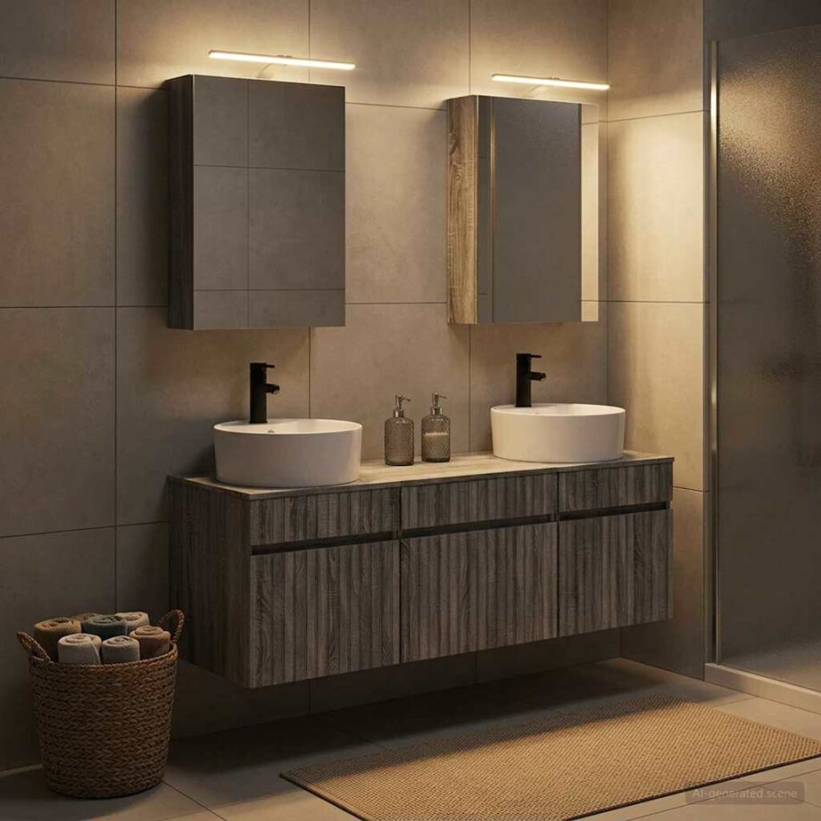 vidaXL Badkamerkastenset 5 st Grijs Sonoma Bewerkt hout vidaXL Badkamerkastenset 5 st Grijs Sonoma Bewerkt hout afbeelding 1