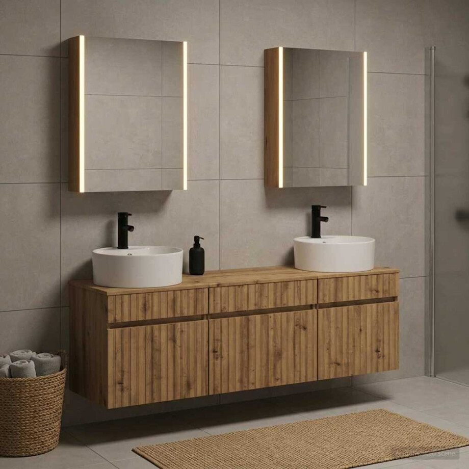 vidaXL Badkamerkastenset 5 st Artisanaal eiken Bewerkt hout vidaXL Badkamerkastenset 5 st Artisanaal eiken Bewerkt hout afbeelding 1