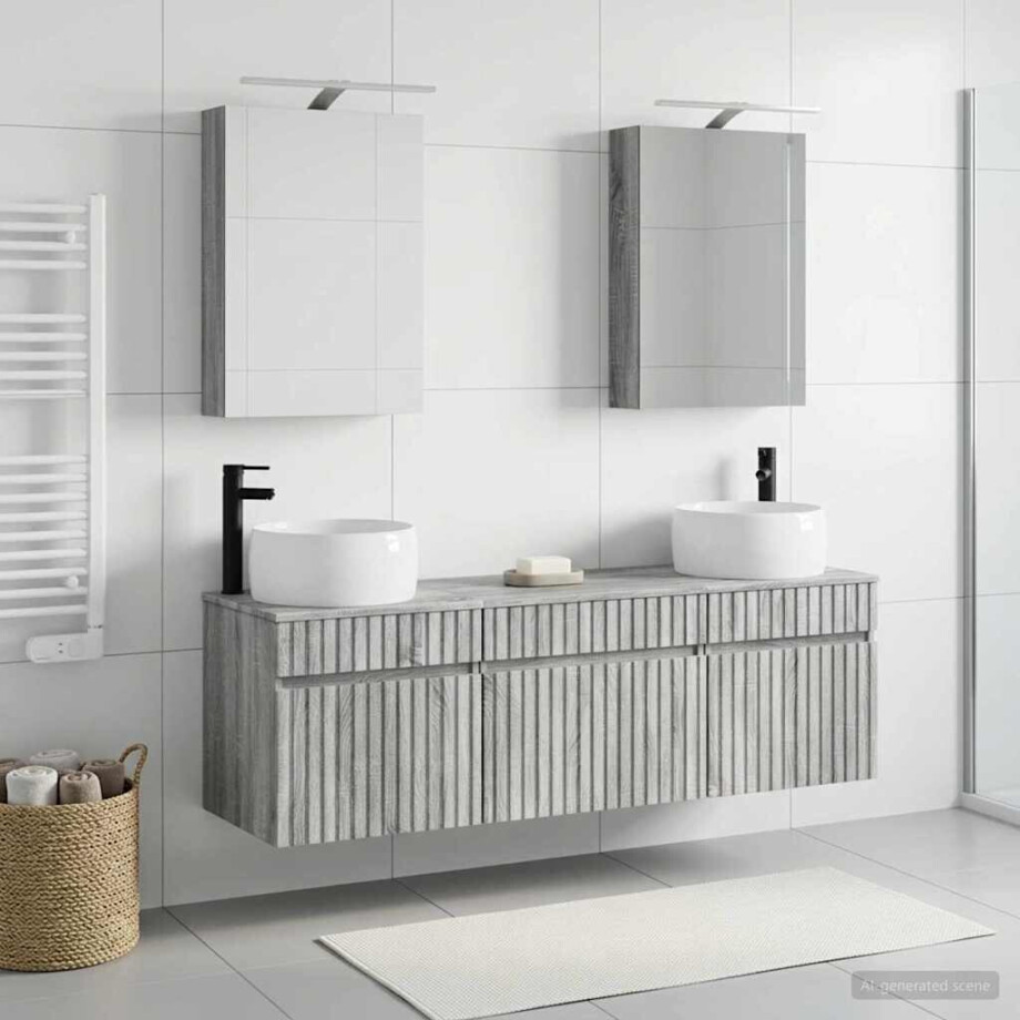 vidaXL Badkamerkastenset 5 st Grijs Sonoma Bewerkt hout vidaXL Badkamerkastenset 5 st Grijs Sonoma Bewerkt hout afbeelding 1