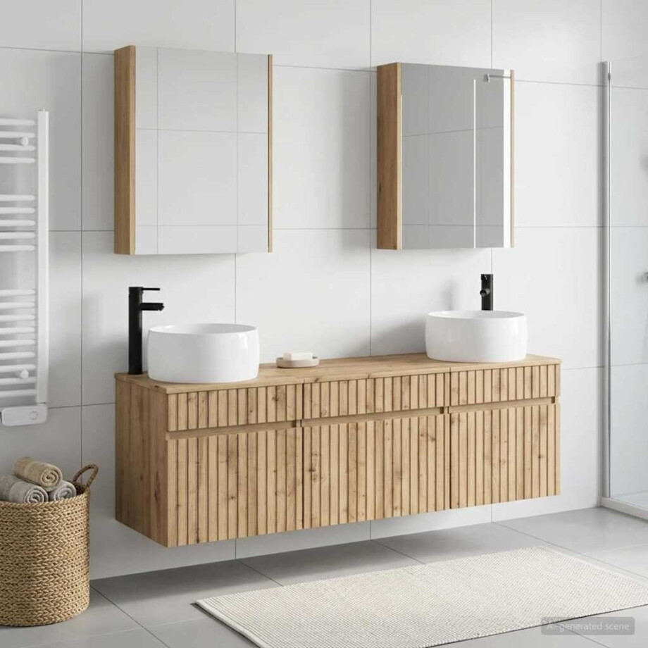 vidaXL Badkamerkastenset 5 st Artisanaal eiken Bewerkt hout vidaXL Badkamerkastenset 5 st Artisanaal eiken Bewerkt hout afbeelding 1
