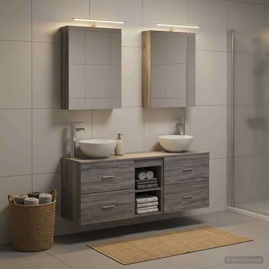 vidaXL Badkamerkastenset 5 st Grijs Sonoma Bewerkt hout vidaXL Badkamerkastenset 5 st Grijs Sonoma Bewerkt hout afbeelding 1