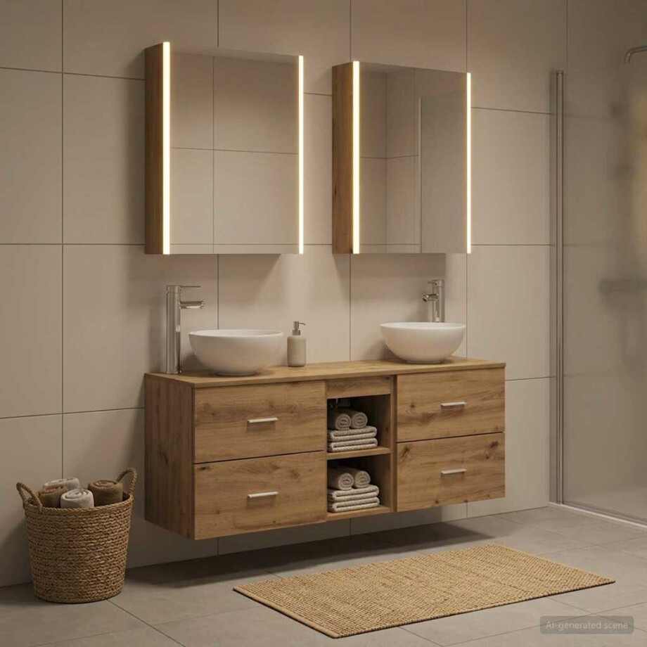 vidaXL Badkamerkastenset 5 st Artisanaal eiken Bewerkt hout vidaXL Badkamerkastenset 5 st Artisanaal eiken Bewerkt hout afbeelding 1