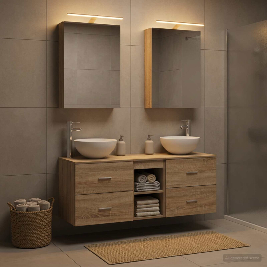 vidaXL Badkamermeubelset 5 st Sonoma Eiken Bewerkt hout en glas vidaXL Badkamermeubelset 5 st Sonoma Eiken Bewerkt hout en glas afbeelding 1