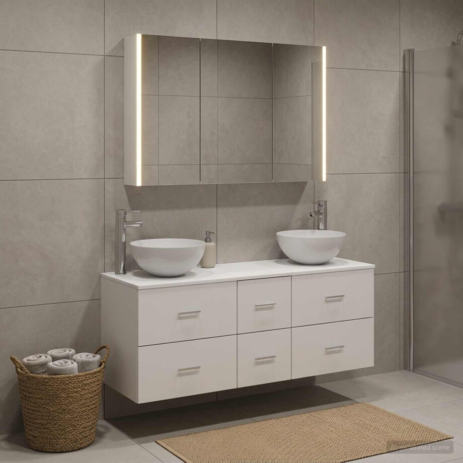 vidaXL Badkamermeubelset 4 st Wit Bewerkt hout en glas afbeelding 1