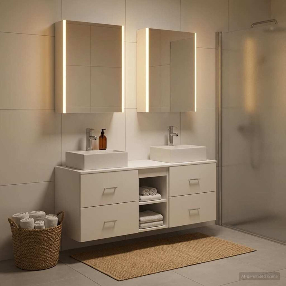 vidaXL Badkamermeubelset 5 st Wit Bewerkt hout en glas afbeelding 1