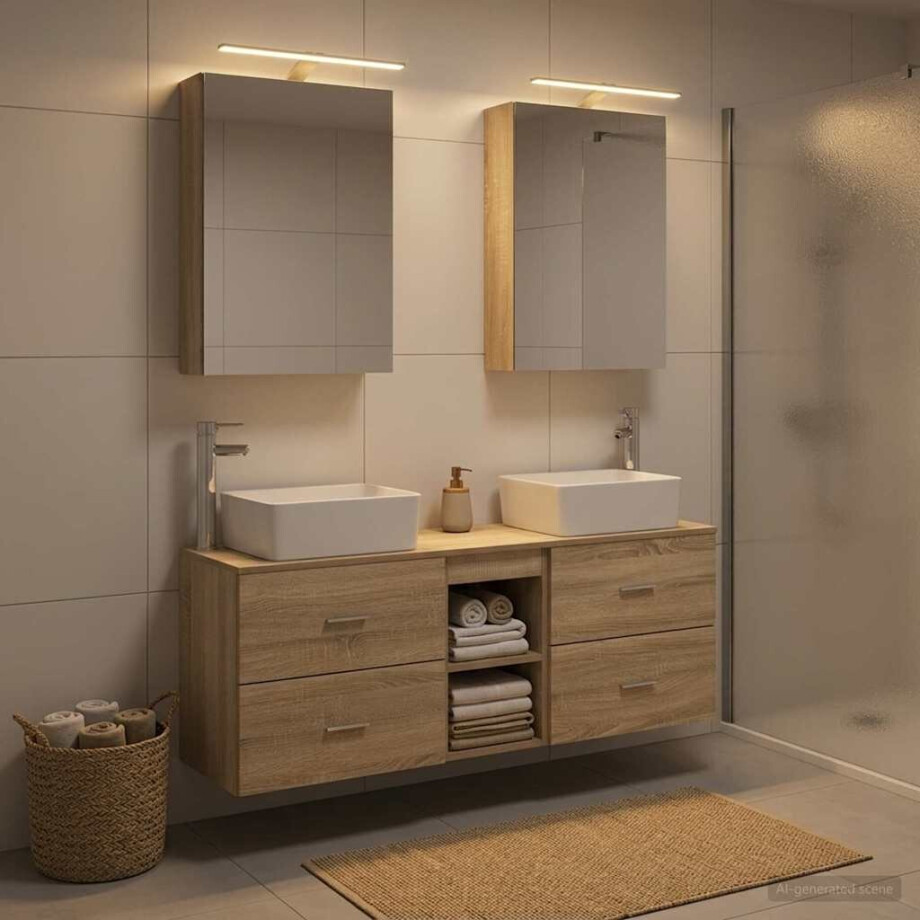 vidaXL Badkamermeubelset 5 st Sonoma Eiken Bewerkt hout en glas vidaXL Badkamermeubelset 5 st Sonoma Eiken Bewerkt hout en glas afbeelding 1
