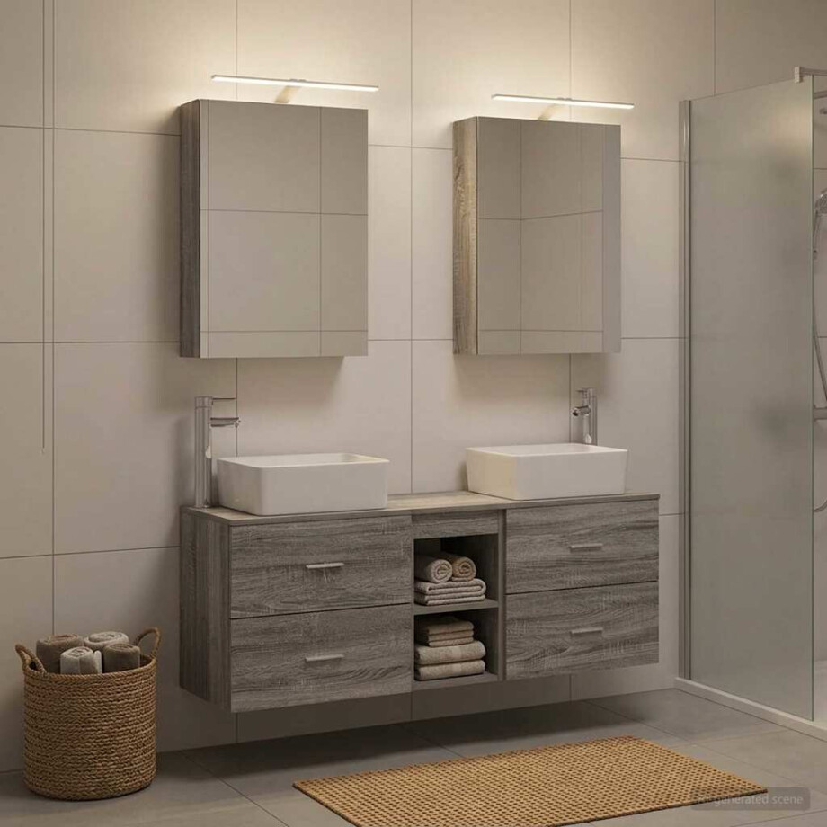 vidaXL Badkamermeubelset 5 st Grijs Sonoma Bewerkt hout en glas afbeelding 1