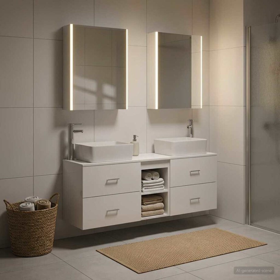 vidaXL Badkamermeubelset 5 st Wit Bewerkt hout en glas vidaXL Badkamermeubelset 5 st Wit Bewerkt hout en glas afbeelding 1
