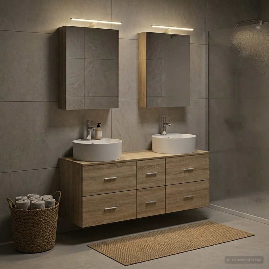 vidaXL Badkamermeubelset 5 st Sonoma Eiken Bewerkt hout en glas vidaXL Badkamermeubelset 5 st Sonoma Eiken Bewerkt hout en glas afbeelding 1