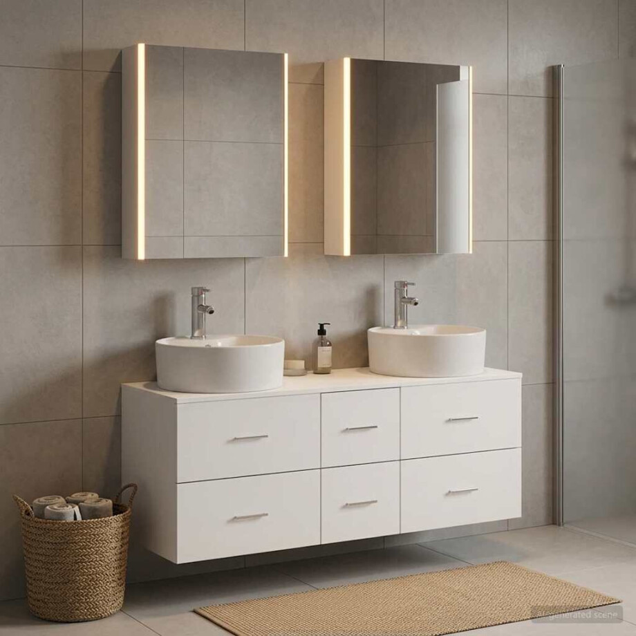 vidaXL Badkamermeubelset 5 st Wit Bewerkt hout en glas vidaXL Badkamermeubelset 5 st Wit Bewerkt hout en glas afbeelding 1