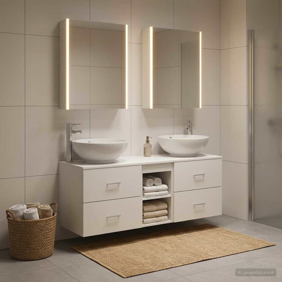 vidaXL Badkamermeubelset 5 st Wit Bewerkt hout en glas vidaXL Badkamermeubelset 5 st Wit Bewerkt hout en glas afbeelding 1