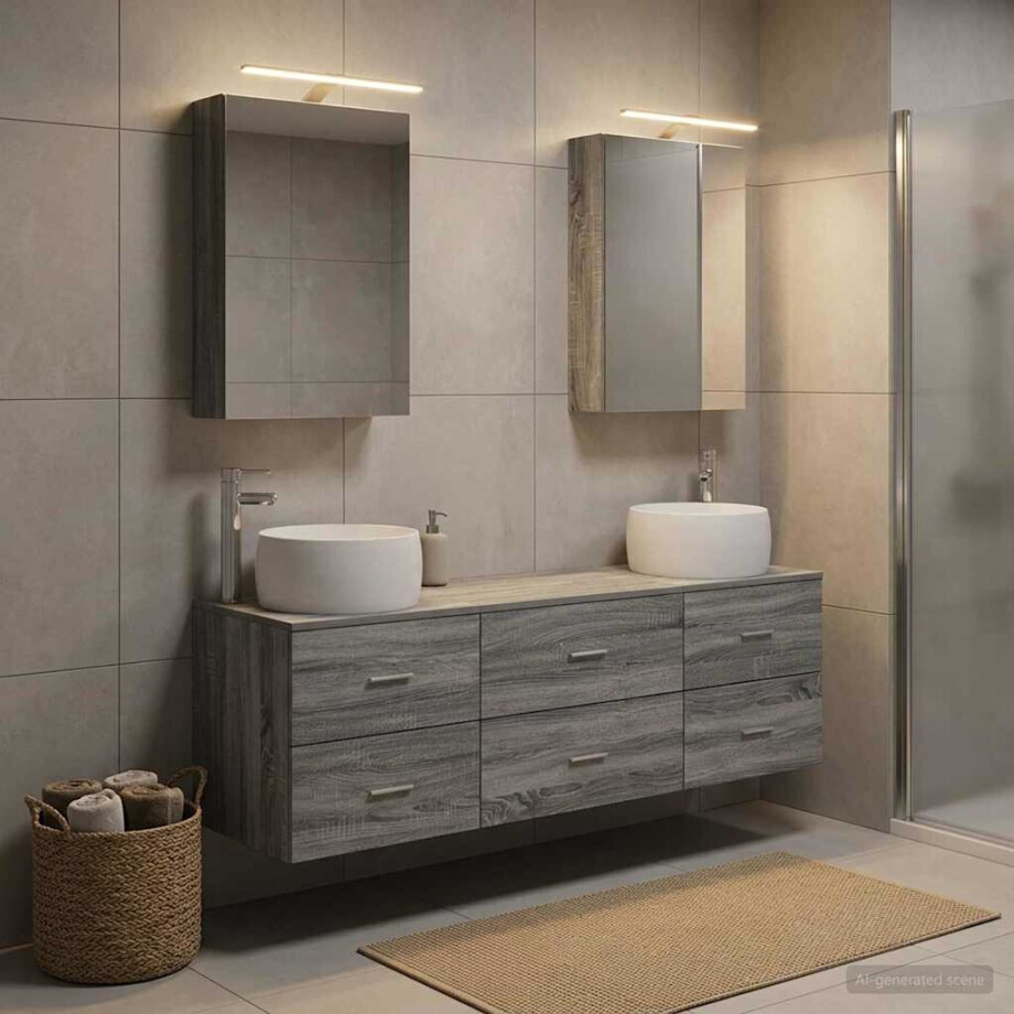 vidaXL Badkamermeubelset 5 st Grijs Sonoma Bewerkt hout en glas afbeelding 1