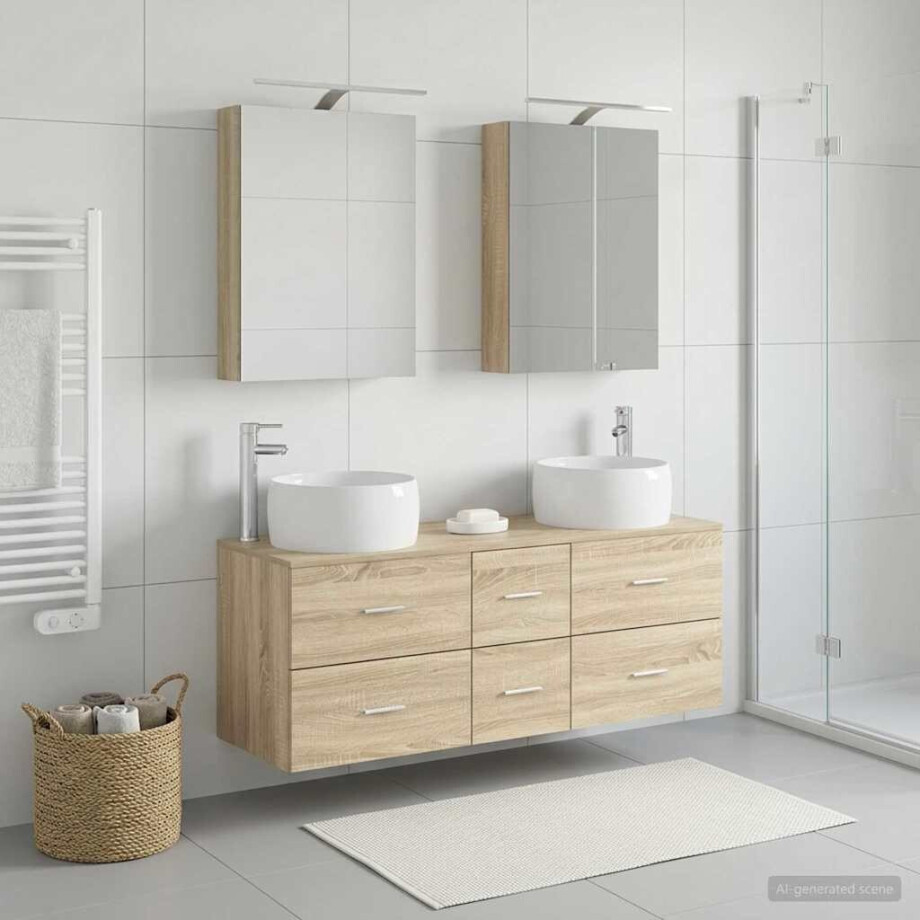 vidaXL Badkamermeubelset 5 st Sonoma Eiken Bewerkt hout en glas vidaXL Badkamermeubelset 5 st Sonoma Eiken Bewerkt hout en glas afbeelding 1