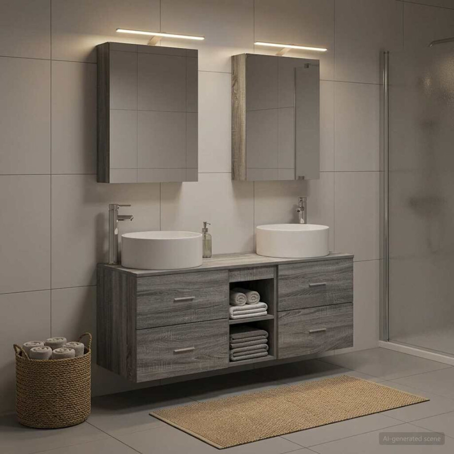 vidaXL Badkamermeubelset 5 st Grijs Sonoma Bewerkt hout en glas afbeelding 1