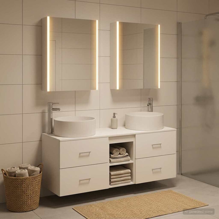 vidaXL Badkamermeubelset 5 st Wit Bewerkt hout en glas vidaXL Badkamermeubelset 5 st Wit Bewerkt hout en glas afbeelding 1