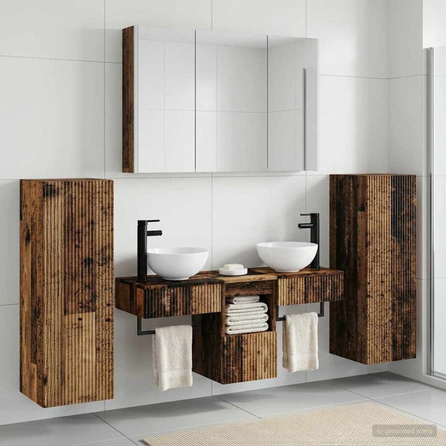 vidaXL Badkamermeubelset 6 st Oud hout Bewerkt hout en glas vidaXL Badkamermeubelset 6 st Oud hout Bewerkt hout en glas afbeelding 1