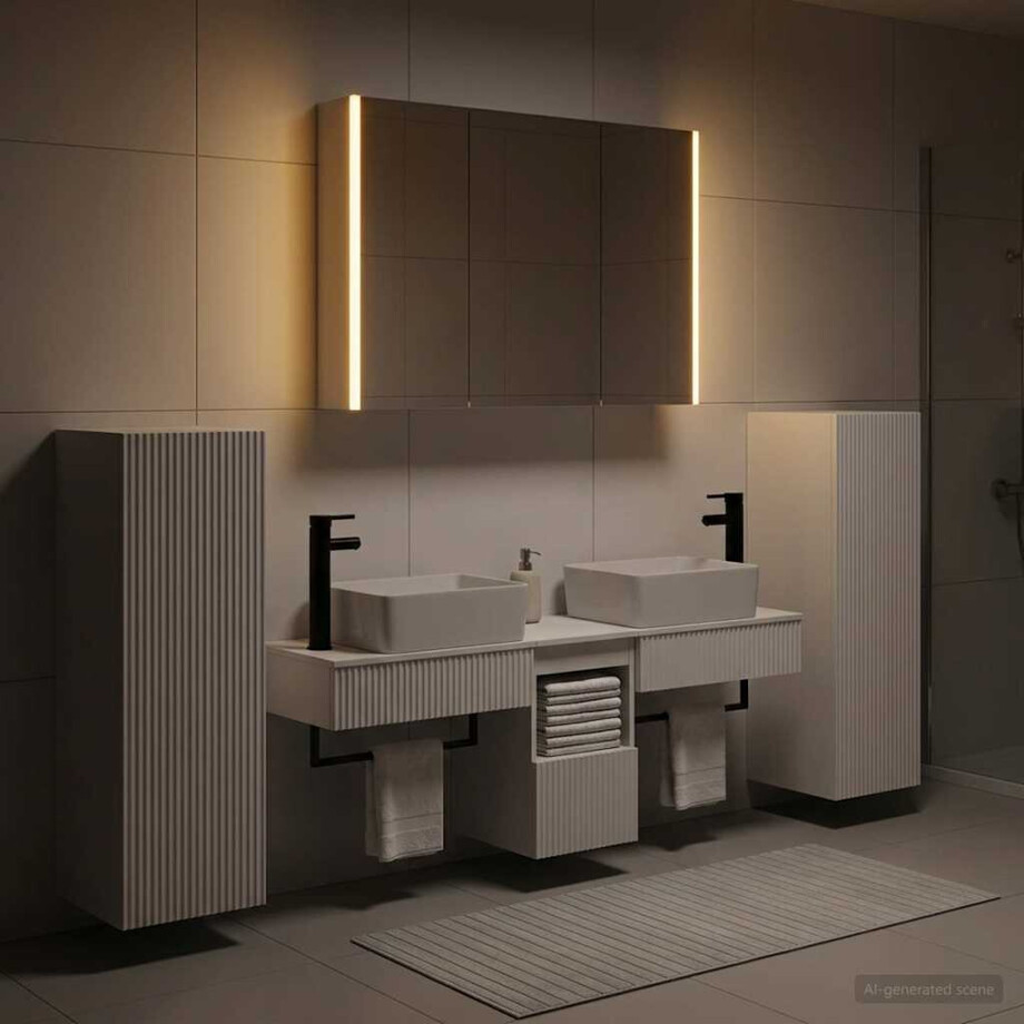 vidaXL Badkamermeubelset 6 st Wit Bewerkt hout en glas vidaXL Badkamermeubelset 6 st Wit Bewerkt hout en glas afbeelding 1