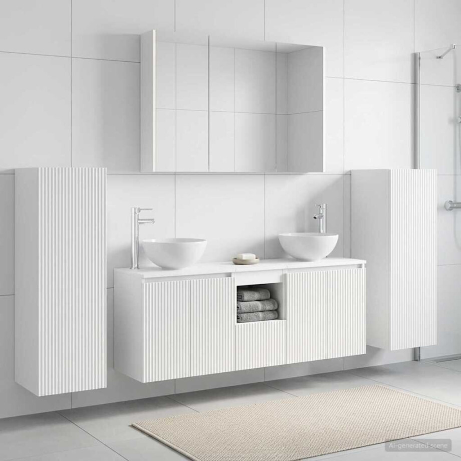 vidaXL Badkamermeubelset 6 st Wit Bewerkt hout en glas vidaXL Badkamermeubelset 6 st Wit Bewerkt hout en glas afbeelding 1