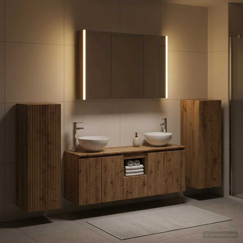 vidaXL Badkamermeubelset 6 st Artisanaal eiken Bewerkt hout en glas vidaXL Badkamermeubelset 6 st Artisanaal eiken Bewerkt hout en glas afbeelding 1