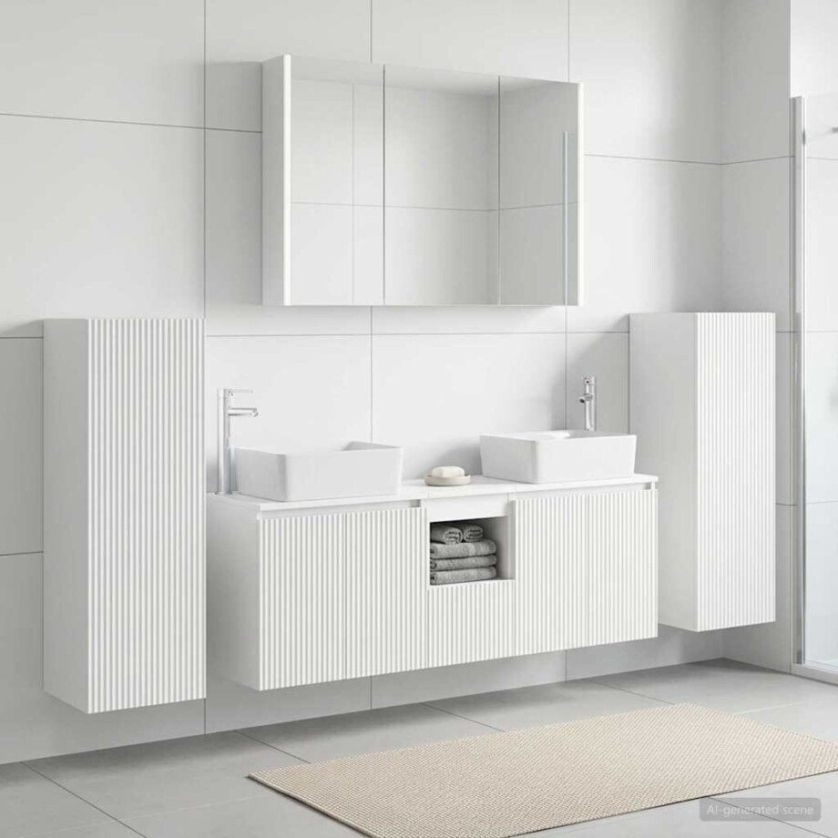 vidaXL Badkamermeubelset 6 st Wit Bewerkt hout en glas vidaXL Badkamermeubelset 6 st Wit Bewerkt hout en glas afbeelding 1