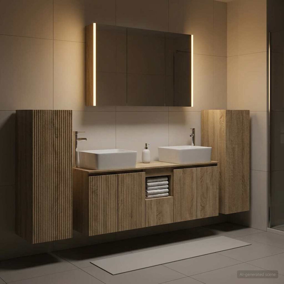 vidaXL Badkamermeubelset 6 st Sonoma Eiken Bewerkt hout en glas afbeelding 1