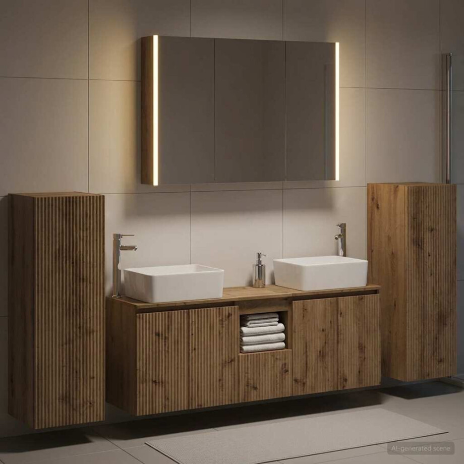 vidaXL Badkamermeubelset 6 st Artisanaal eiken Bewerkt hout en glas vidaXL Badkamermeubelset 6 st Artisanaal eiken Bewerkt hout en glas afbeelding 1
