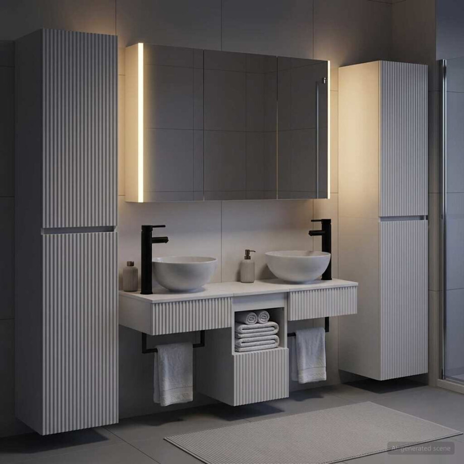 vidaXL Badkamermeubelset 6 st Wit Bewerkt hout en glas vidaXL Badkamermeubelset 6 st Wit Bewerkt hout en glas afbeelding 1