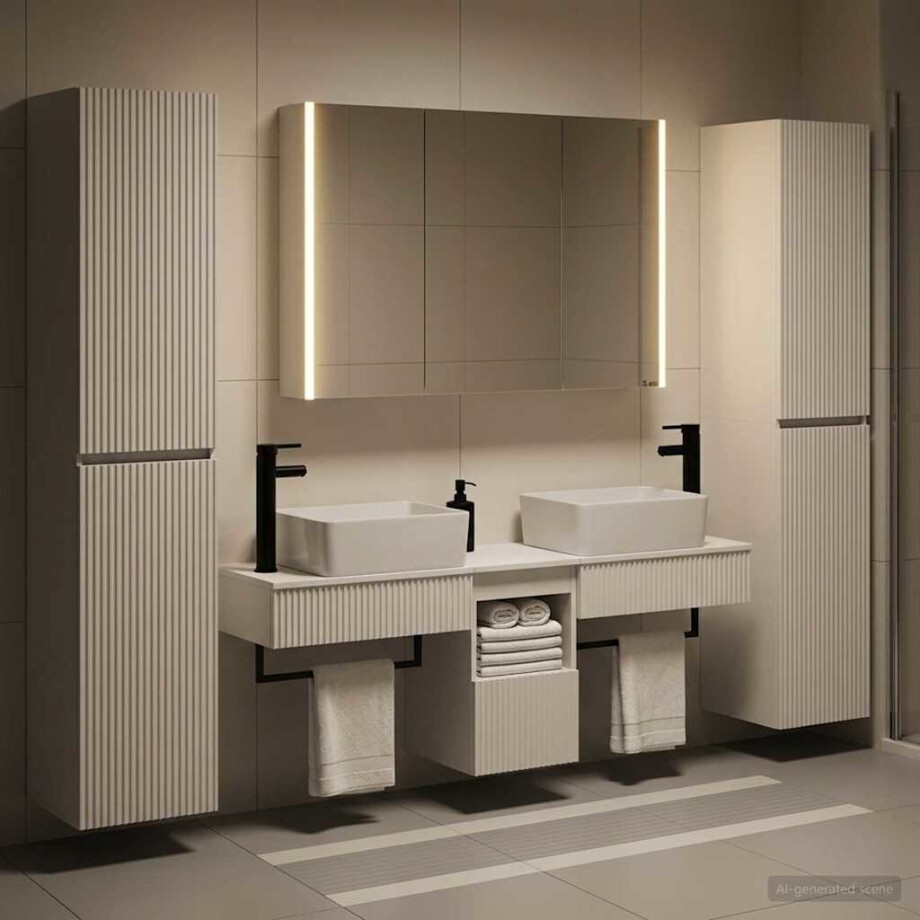 vidaXL Badkamermeubelset 6 st Wit Bewerkt hout en glas vidaXL Badkamermeubelset 6 st Wit Bewerkt hout en glas afbeelding 1