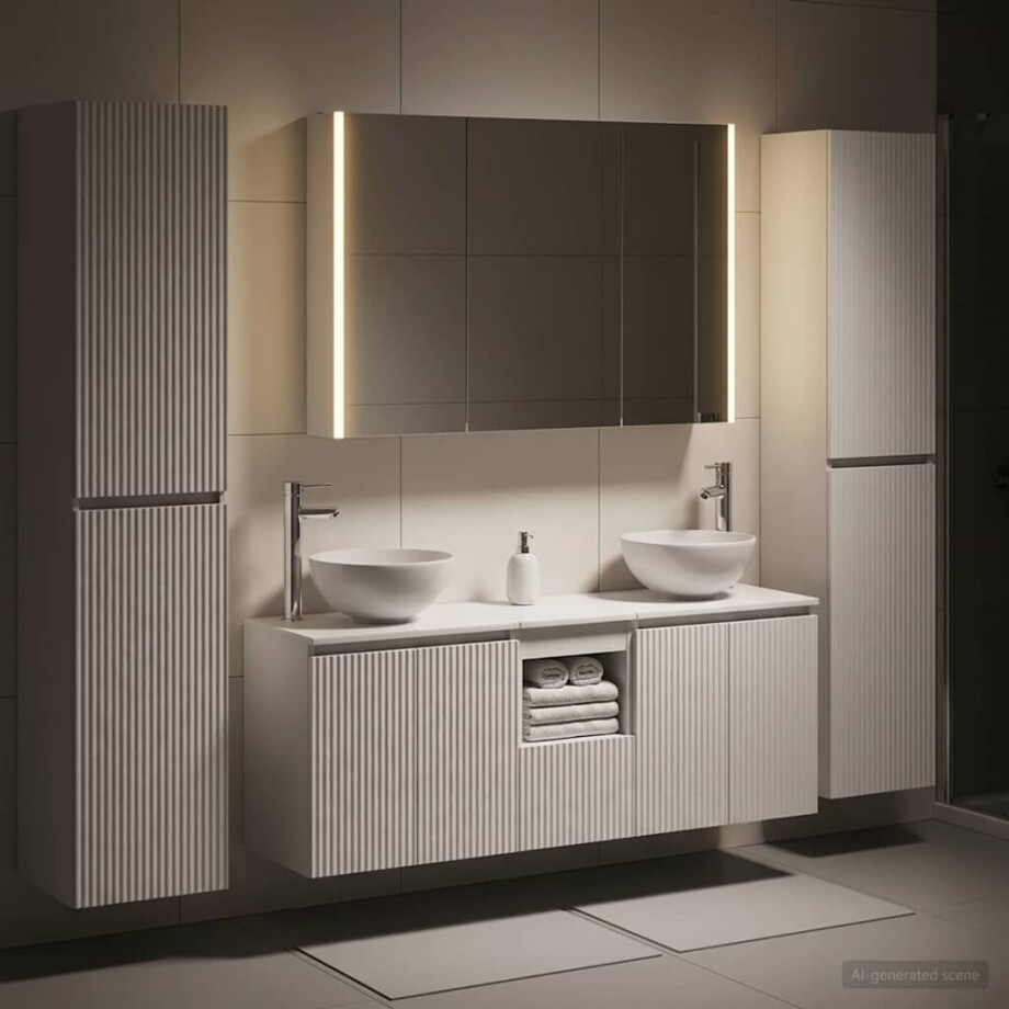 vidaXL Badkamermeubelset 6 st Wit Bewerkt hout en glas vidaXL Badkamermeubelset 6 st Wit Bewerkt hout en glas afbeelding 1