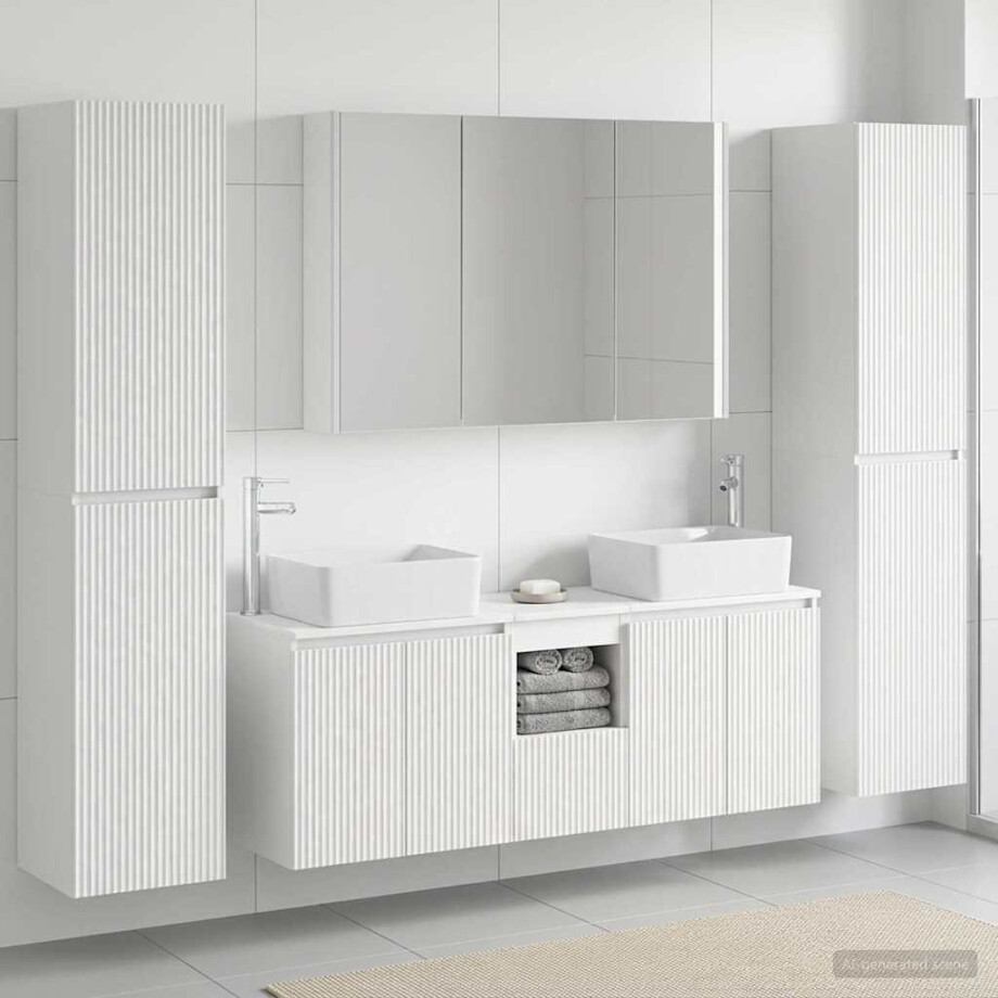 vidaXL Badkamermeubelset 6 st Wit Bewerkt hout en glas vidaXL Badkamermeubelset 6 st Wit Bewerkt hout en glas afbeelding 1