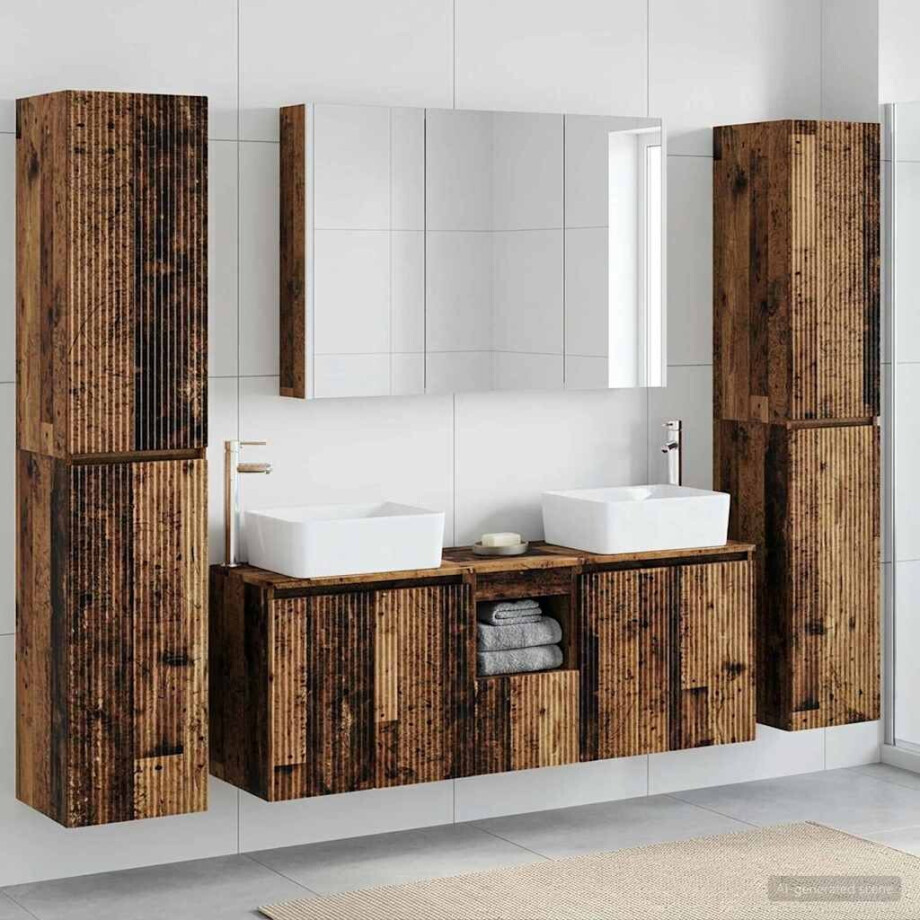 vidaXL Badkamermeubelset 6 st Oud hout Bewerkt hout en glas vidaXL Badkamermeubelset 6 st Oud hout Bewerkt hout en glas afbeelding 1