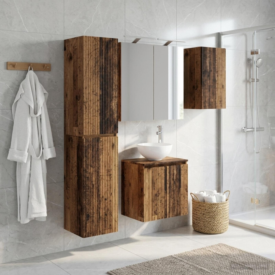 vidaXL Badkamerkastenset 5 st Oud hout Bewerkt hout vidaXL Badkamerkastenset 5 st Oud hout Bewerkt hout afbeelding 1