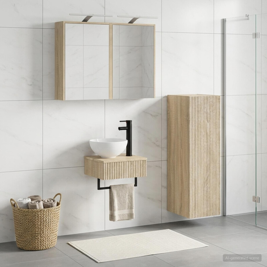 vidaXL Badkamerkastenset 4 st Sonoma Eiken Bewerkt hout vidaXL Badkamerkastenset 4 st Sonoma Eiken Bewerkt hout afbeelding 1