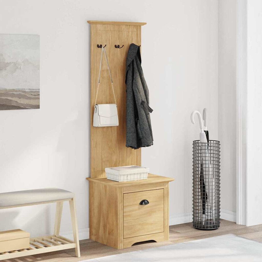 vidaXL hal kast BODO Honingbruin 50 x 40 x 156,7 cm Bewerkt hout afbeelding 1