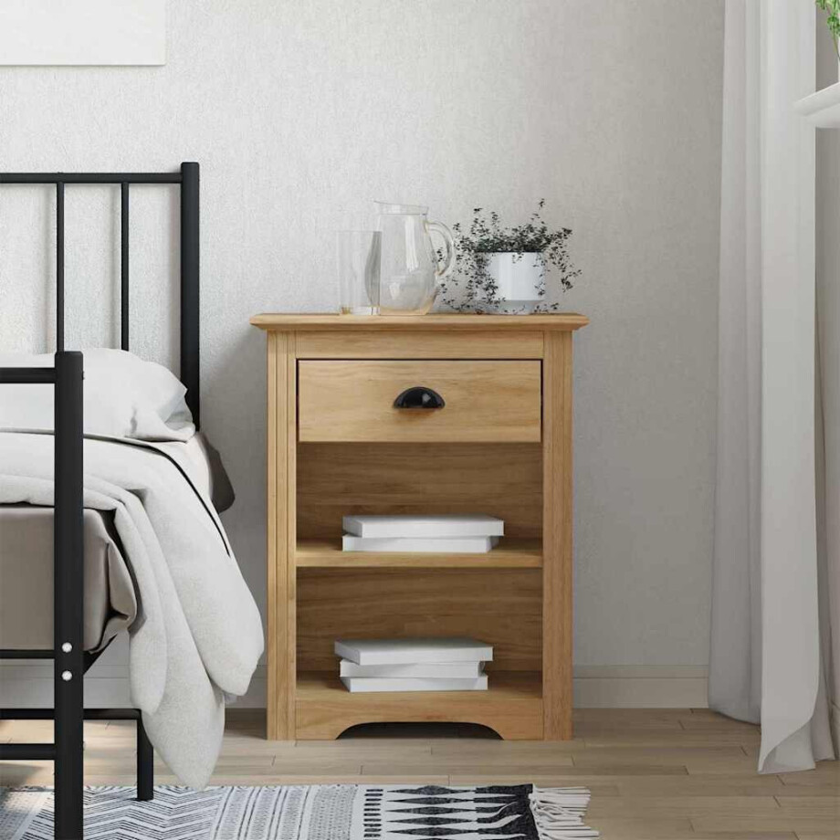vidaXL Nachtkastje BODO Honingbruin 53 x 38,5 x 67 cm Bewerkt hout afbeelding 1