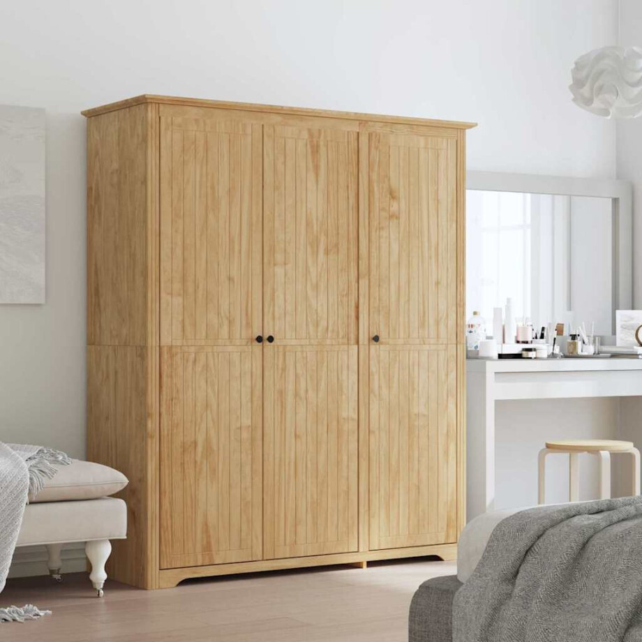 vidaXL Kledingkast BODO Honingbruin 146 x 53,5 x 173 cm Bewerkt hout afbeelding 1