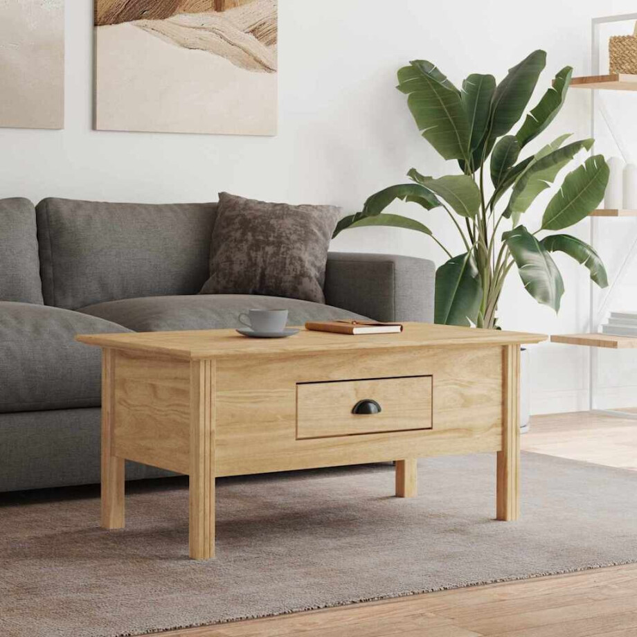 vidaXL Salontafel BODO Honingbruin 100 x 55 x 45,8 cm Bewerkt hout afbeelding 1