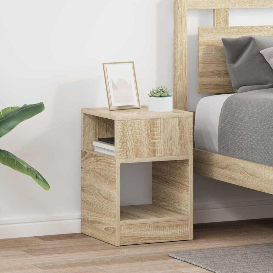 vidaXL Bijzettafel 2 pcs Sonoma Eiken 30,5 x 30 x 45 cm Bewerkt hout vidaXL Bijzettafel 2 pcs Sonoma Eiken 30,5 x 30 x 45 cm Bewerkt hout afbeelding 1