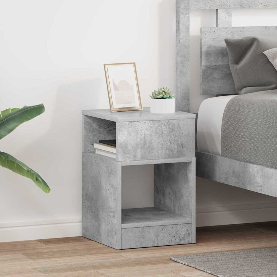 vidaXL Bijzettafel 2 pcs Beton Grijs 30,5 x 30 x 45 cm Bewerkt hout vidaXL Bijzettafel 2 pcs Beton Grijs 30,5 x 30 x 45 cm Bewerkt hout afbeelding 1