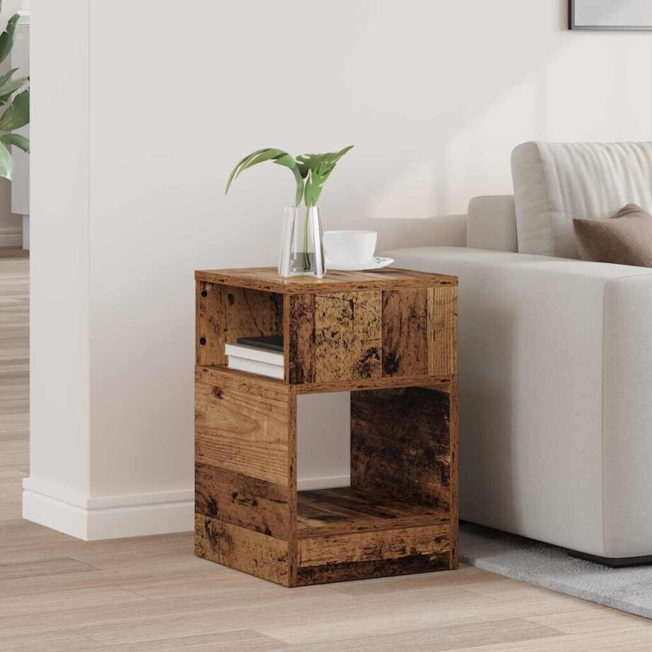 vidaXL Bijzettafel Oudhout 30,5 x 30 x 45 cm Bewerkt hout afbeelding 1