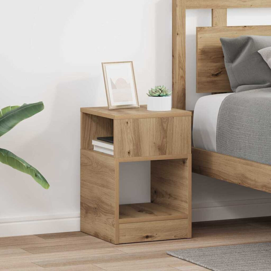 vidaXL Bijzettafel 2 pcs Artisan Eiken 30,5 x 30 x 45 cm Bewerkt hout vidaXL Bijzettafel 2 pcs Artisan Eiken 30,5 x 30 x 45 cm Bewerkt hout afbeelding 1