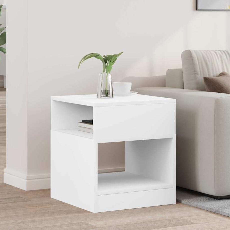 vidaXL Bijzettafel Wit 40,5 x 40 x 45 cm Bewerkt hout vidaXL Bijzettafel Wit 40,5 x 40 x 45 cm Bewerkt hout afbeelding 1