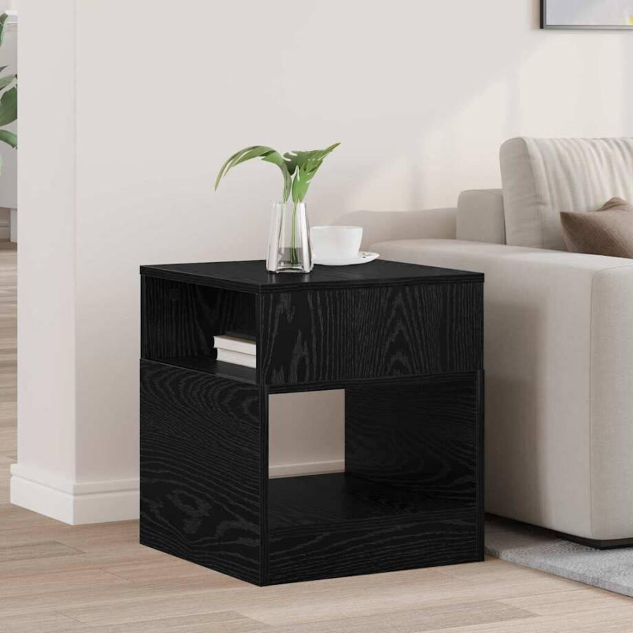 vidaXL Bijzettafel Zwart Eiken 40,5 x 40 x 45 cm Bewerkt hout vidaXL Bijzettafel Zwart Eiken 40,5 x 40 x 45 cm Bewerkt hout afbeelding 1