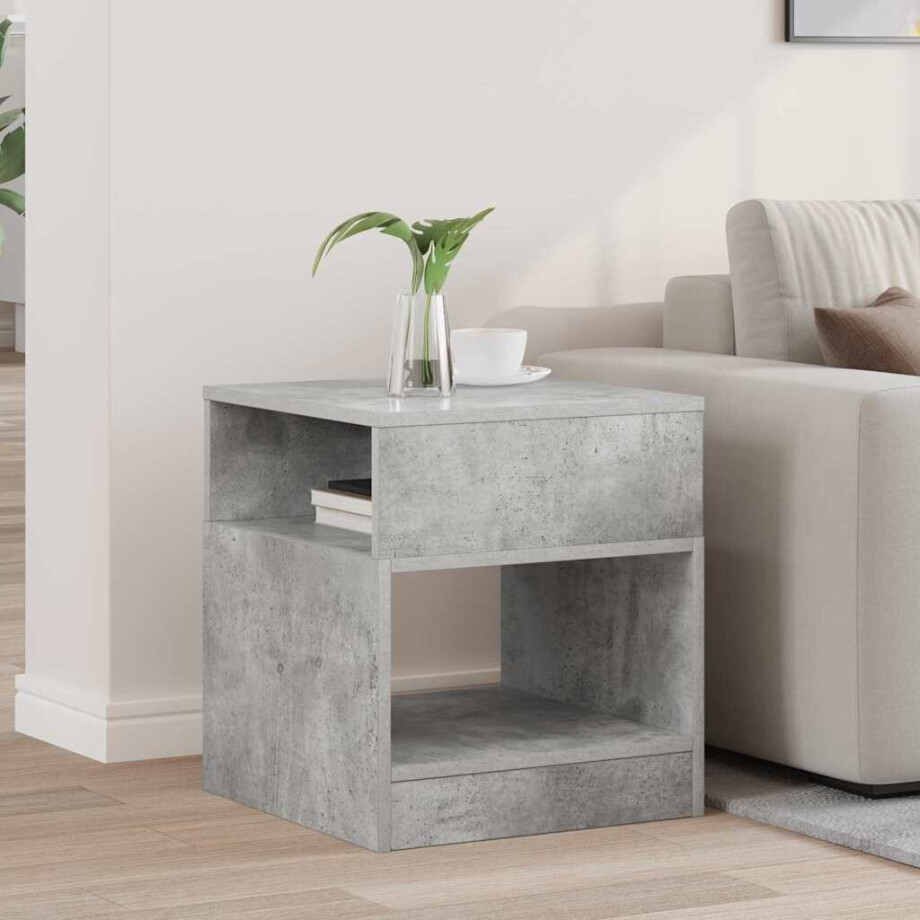 vidaXL Bijzettafel Beton Grijs 40,5 x 40 x 45 cm Bewerkt hout vidaXL Bijzettafel Beton Grijs 40,5 x 40 x 45 cm Bewerkt hout afbeelding 1