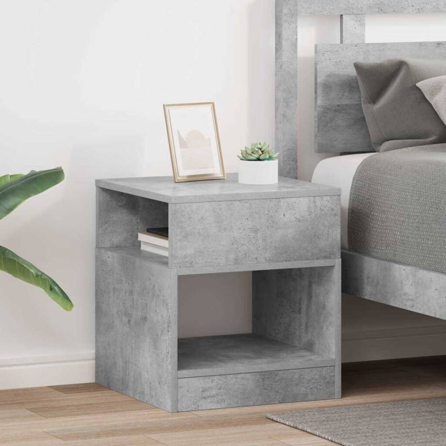 vidaXL Bijzettafel 2 pcs Beton Grijs 40,5 x 40 x 45 cm Bewerkt hout vidaXL Bijzettafel 2 pcs Beton Grijs 40,5 x 40 x 45 cm Bewerkt hout afbeelding 1