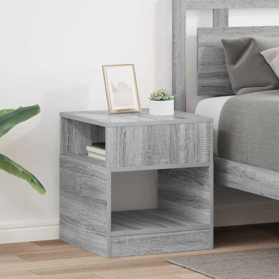 vidaXL Bijzettafel 2 pcs Grijs Sonoma 40,5 x 40 x 45 cm Bewerkt hout vidaXL Bijzettafel 2 pcs Grijs Sonoma 40,5 x 40 x 45 cm Bewerkt hout afbeelding 1