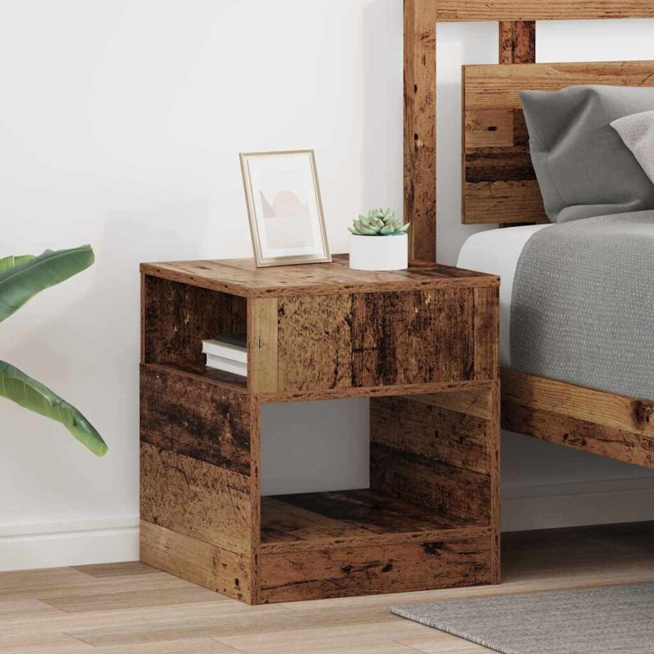vidaXL Bijzettafel 2 pcs Oudhout 40,5 x 40 x 45 cm Bewerkt hout vidaXL Bijzettafel 2 pcs Oudhout 40,5 x 40 x 45 cm Bewerkt hout afbeelding 1