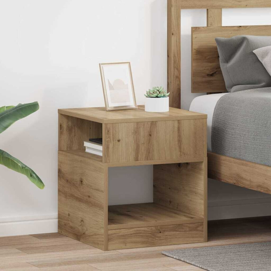 vidaXL Bijzettafel 2 pcs Artisan Eiken 40,5 x 40 x 45 cm Bewerkt hout vidaXL Bijzettafel 2 pcs Artisan Eiken 40,5 x 40 x 45 cm Bewerkt hout afbeelding 1